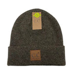 Unisex Soft Ribbed Leather Patch C.C. Beanie