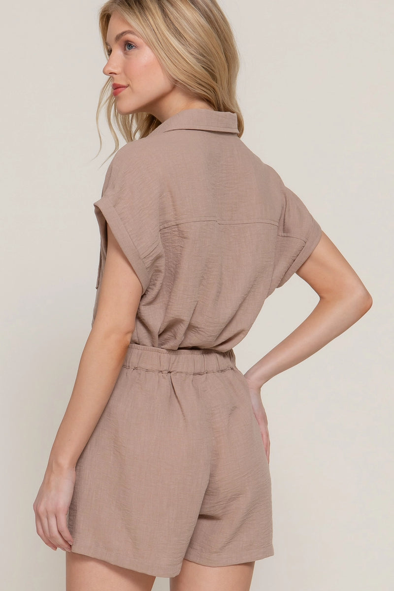 Dolman Short Sleeve Shirt & Shorts Linen Effect Set