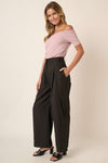 Deep Pleated High Waisted Wide Leg Pants