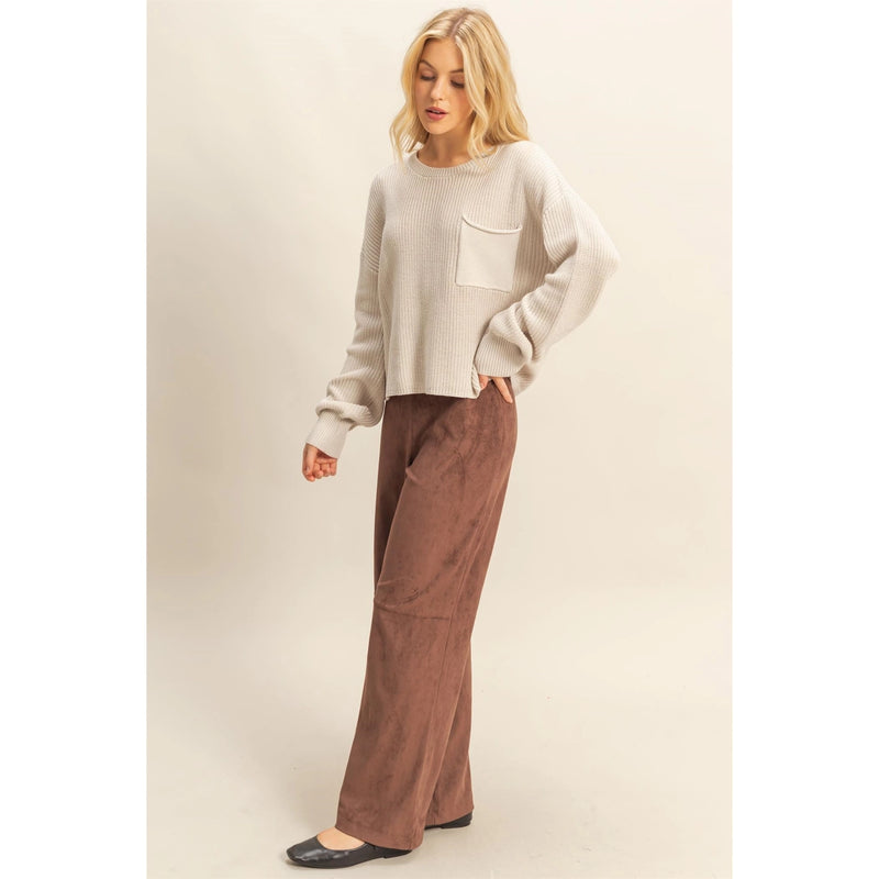 Pocket Detailed Crew Neck Sweater