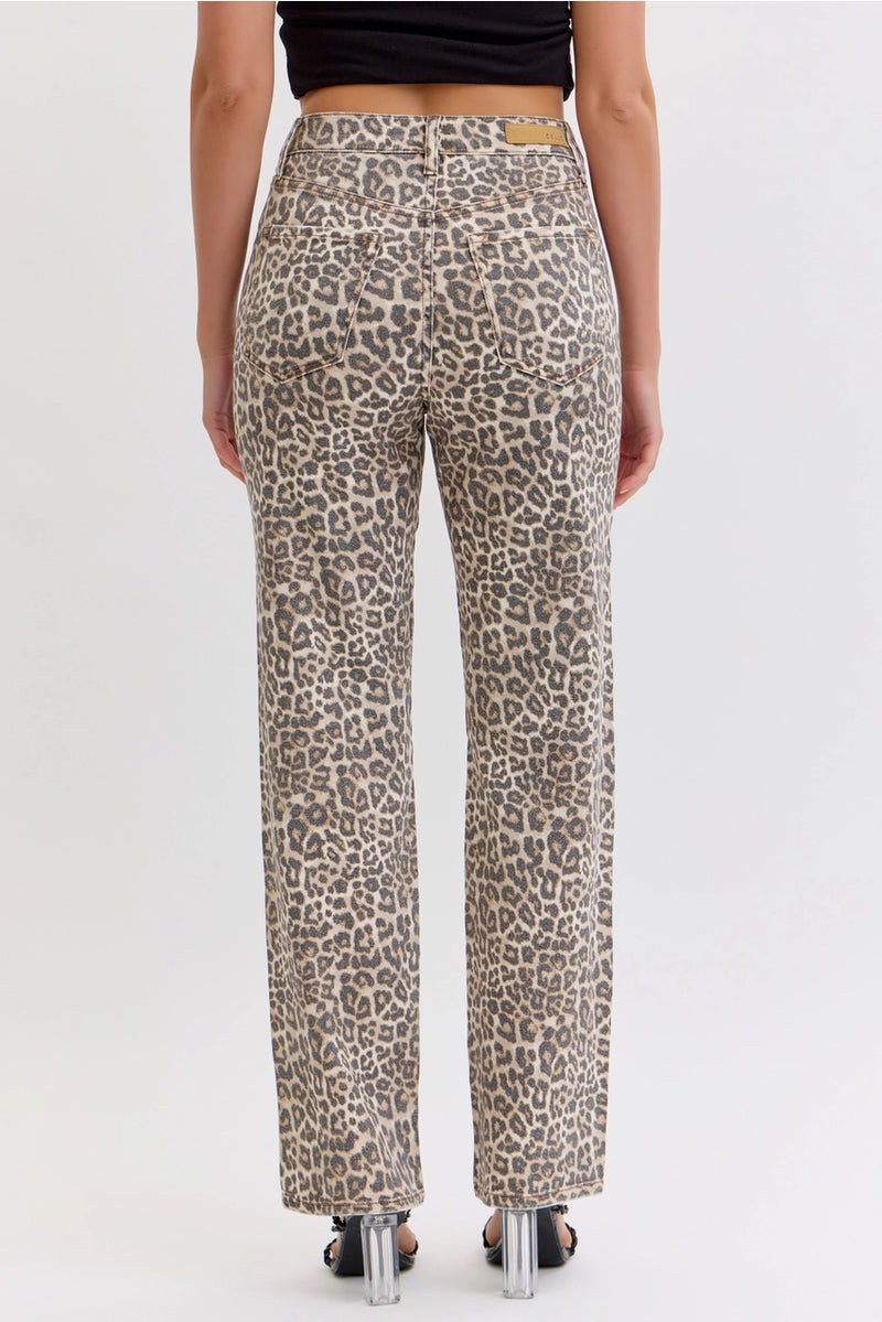 Cello Leopard Super High Rise Dad Jeans