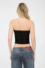 Strapless Crochet Knit Top
