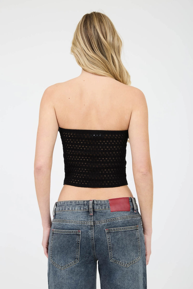 Strapless Crochet Knit Top