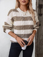 Striped Round Neck Long Sleeve Sweater