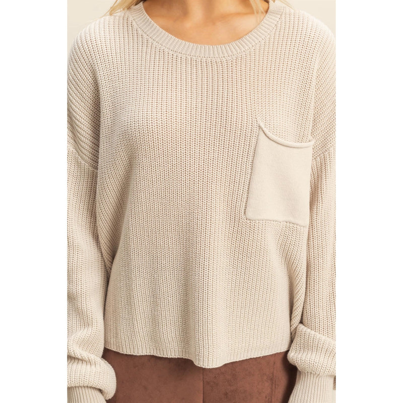 Pocket Detailed Crew Neck Sweater