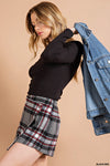 Plaid Wrap Front Mini Skort