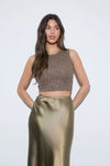 Leopard Print Sleeveless Cropped Knit Top