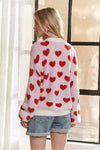 Fuzzy Heart Button Down Cardigan