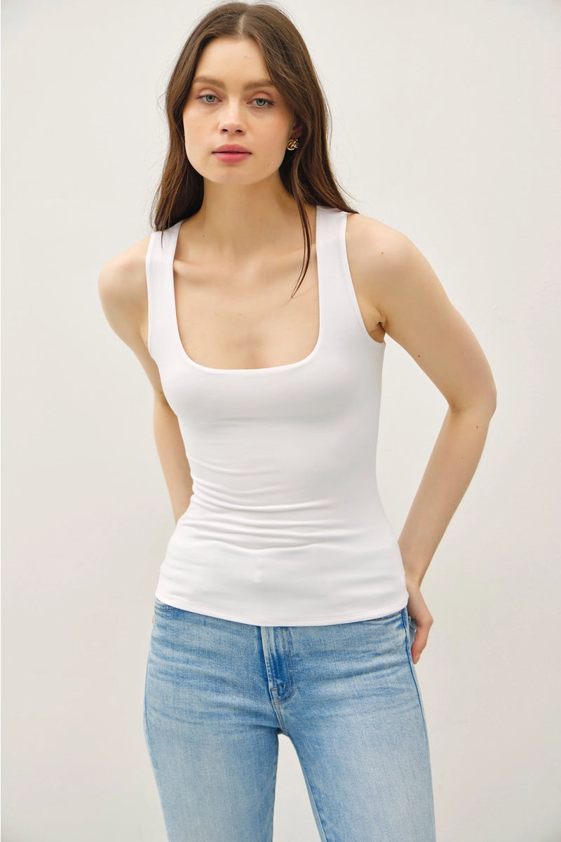 Soft Core-Double Lined Basic Square Neck Tank