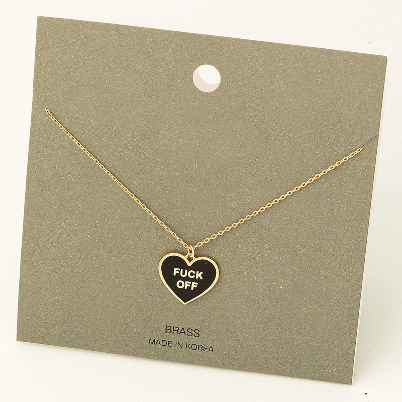 Fuck Off Heart Colored Pendant Necklace
