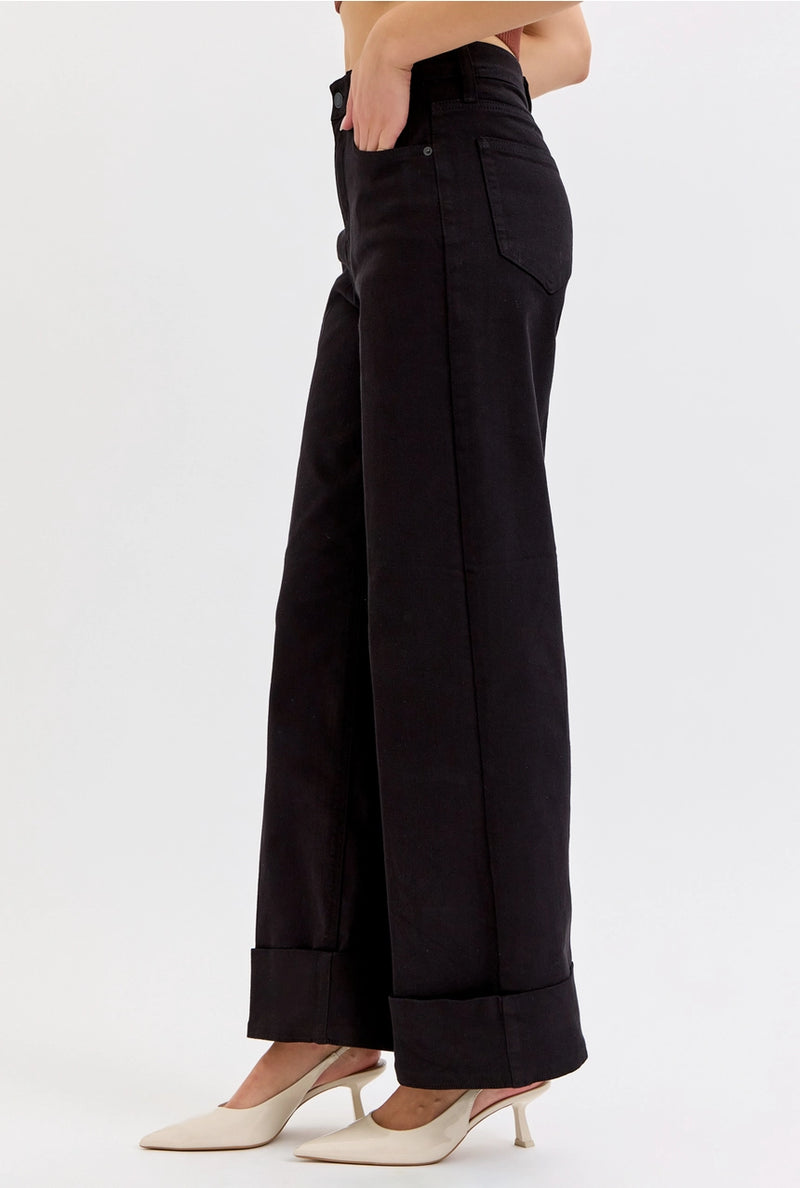 Cello High Rise Wide Leg with Self High Cuffed Hem Jeans