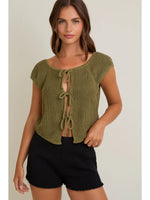 Front Tie Sleeveless Sweater Cardigan