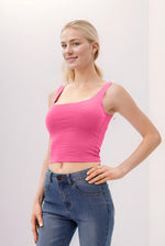 Double Scoop Neck Double Layered Crop Tank Top