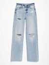 Distressed Straight Leg Jeans with Pockets