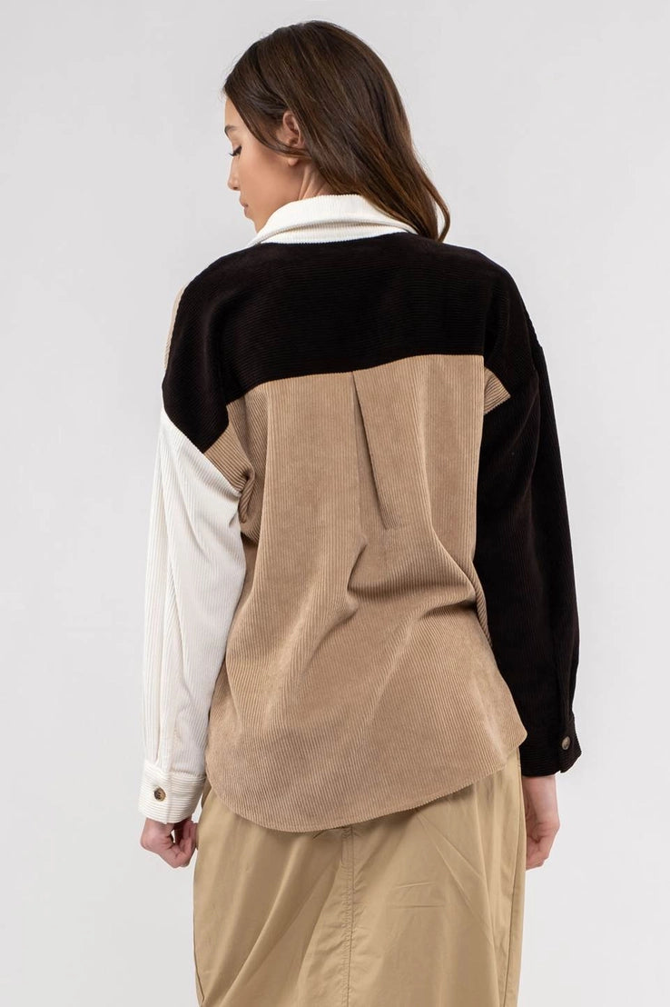 Colorblock Drop Shoulder Shacket