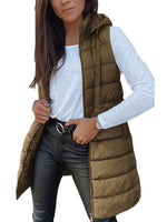 Plus Size Zip Up Hooded Vest Coat