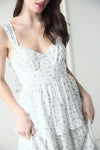 Floral Sleeveless Corset Ruffle Tiered Midi Dress
