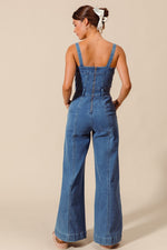 Raw Edge Washed Denim Jumpsuit
