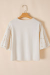 Pearl Detail Round Neck Half Sleeve Blouse