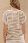 Multi Stripe Sheer Crochet Knit Top