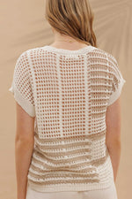 Multi Stripe Sheer Crochet Knit Top