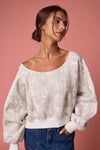 Nature Camo Print Off-Shoulder Sweatshirt
