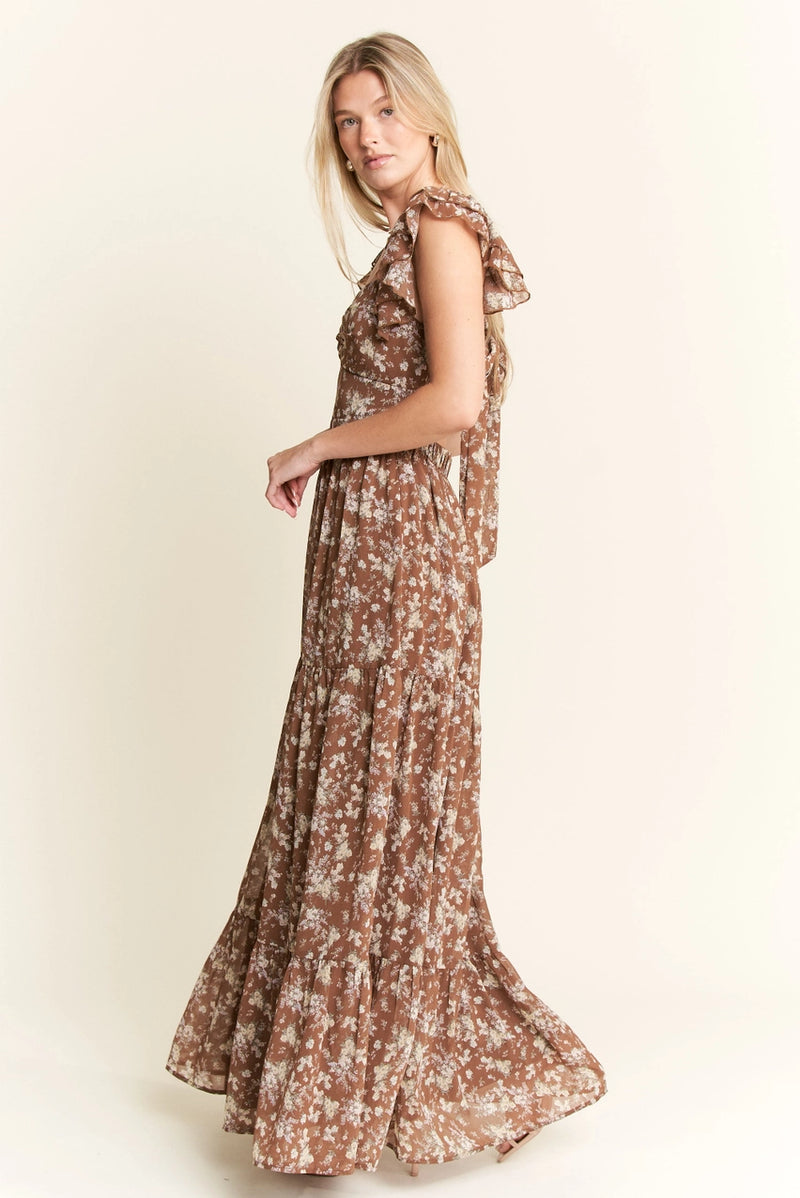 Ruffle Sleeve Tiered Maxi Dress
