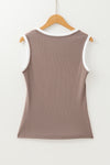 Contrast Edge Scoop Neck Wide Strap Knit Tank