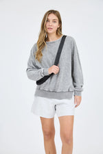 Washed Crewneck Long Sleeve Knit Top