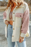 Color Block Collared Neck Sherpa Jacket