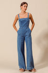 Raw Edge Washed Denim Jumpsuit