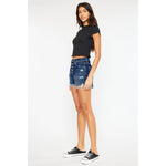 KanCan High Rise Distressed Mom Shorts