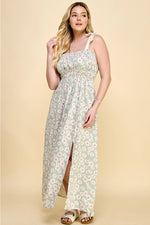 Plus Size Shoulder Tie Smocked Maxi