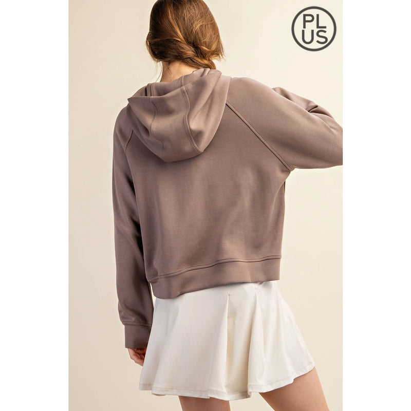 Plus Size Modal Scuba Quarter Zip Hoodie