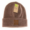 Unisex Soft Ribbed Leather Patch C.C. Beanie