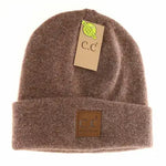 Unisex Soft Ribbed Leather Patch C.C. Beanie