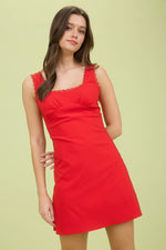 Sweetheart Neck Sleeveless Lace Trim Mini Dress