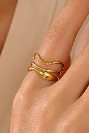 18K Stainless Steel Tarnish Free Abstract Ring