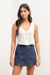 Front Hook and Eye Knit Sweater Vest