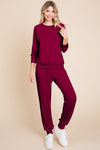 Round Neck Raglan Sleeve Top and Pants Lounge Set