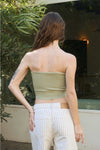 Strapless Fold Over Knit Cropped Sweater Top