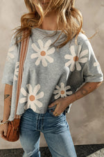 Flower Round Neck Half Sleeve T-Shirt