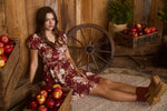 Floral Ruffle Trim Velvet Front Tie Mini Dress
