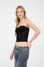 Strapless Crochet Knit Top