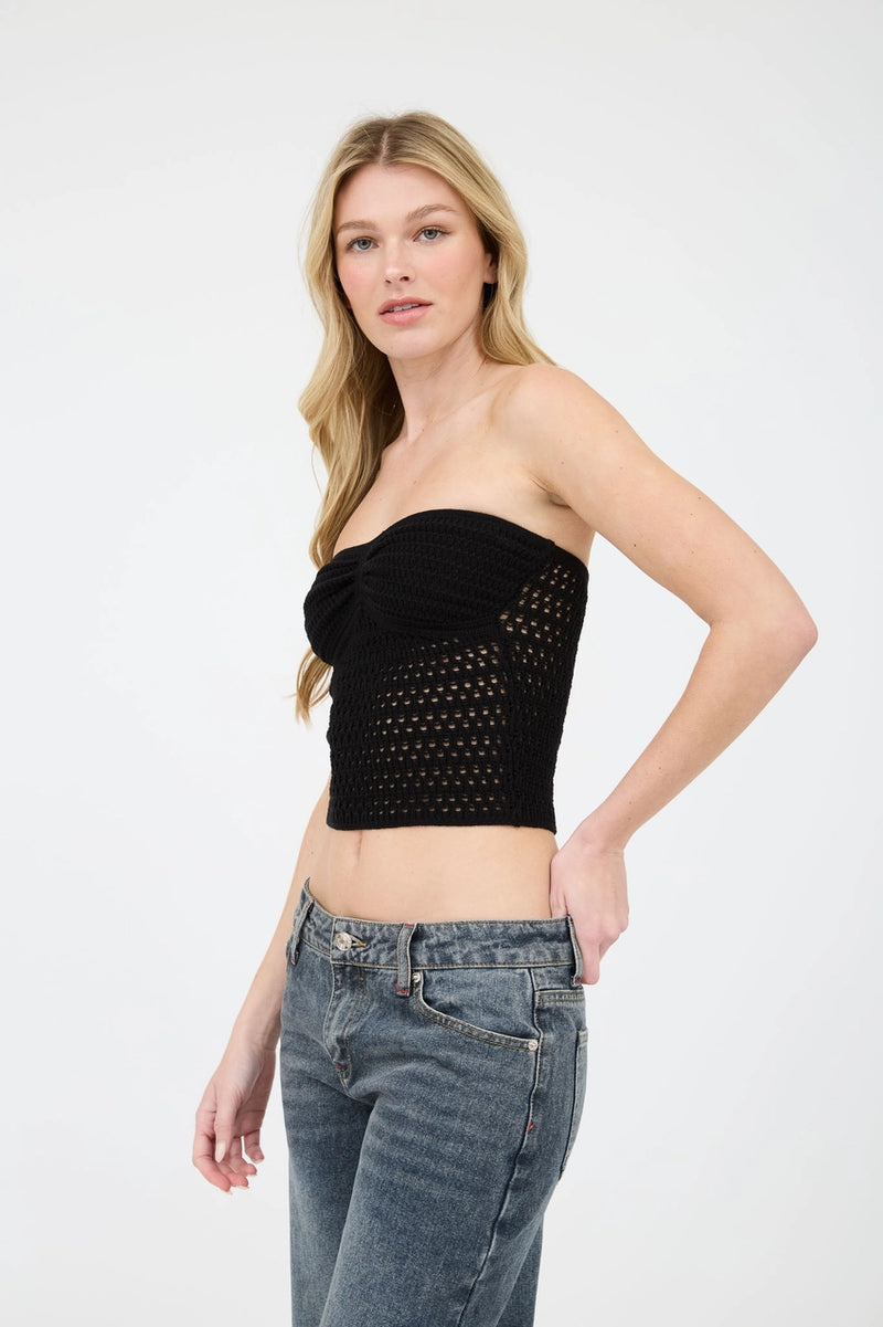 Strapless Crochet Knit Top
