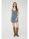 Bow Pattern Sleeveless Denim Mini Dress