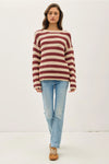 Striped Crochet Knit Long Sleeves Sweater
