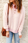 Button Detail Mock Neck Long Sleeve Sweater