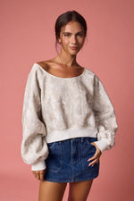 Nature Camo Print Off-Shoulder Sweatshirt