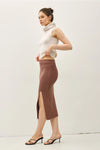 Ribbed Knit Sweater Midi Skirt with Side Slit